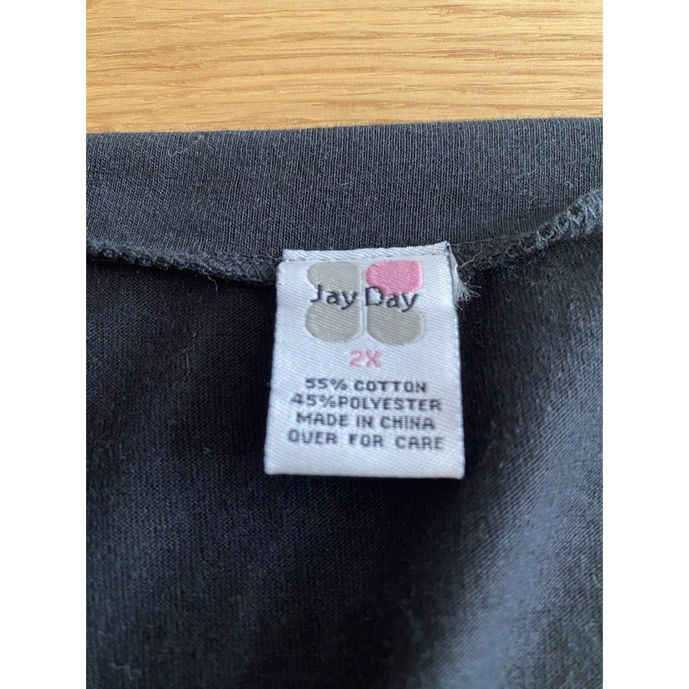 Jay Day Women's Shirt SZ 2X Black Sequined Bottom Short Sleeve Party Sparkle - Picture 6 of 7